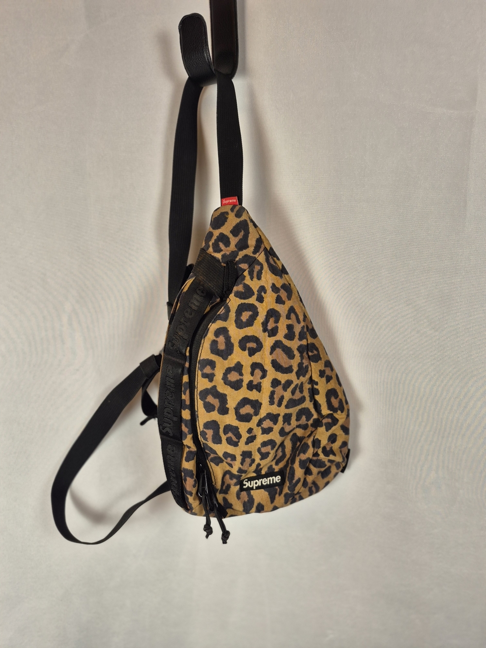 Supreme Leopard Print Sling Bag - Brown/Black